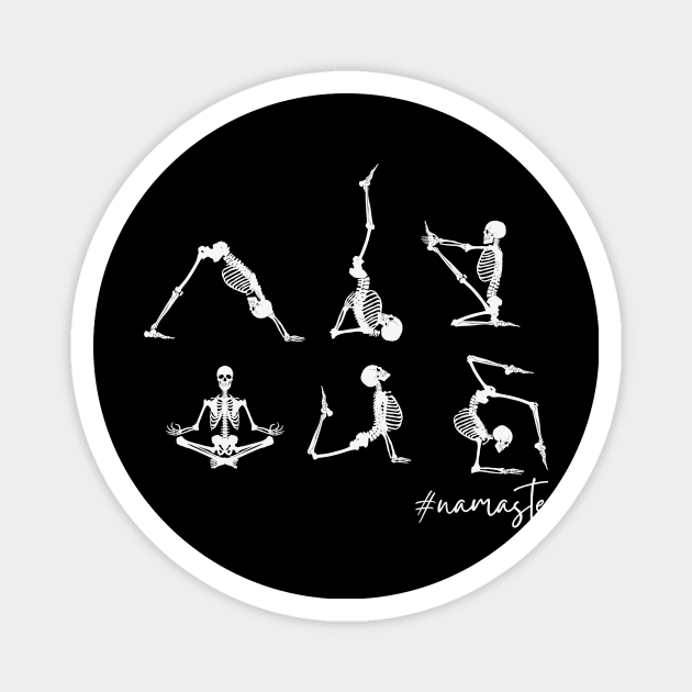 Gray Skeleton Halloween Yoga: Spooky Zen Vibes Magnet by neverland-gifts